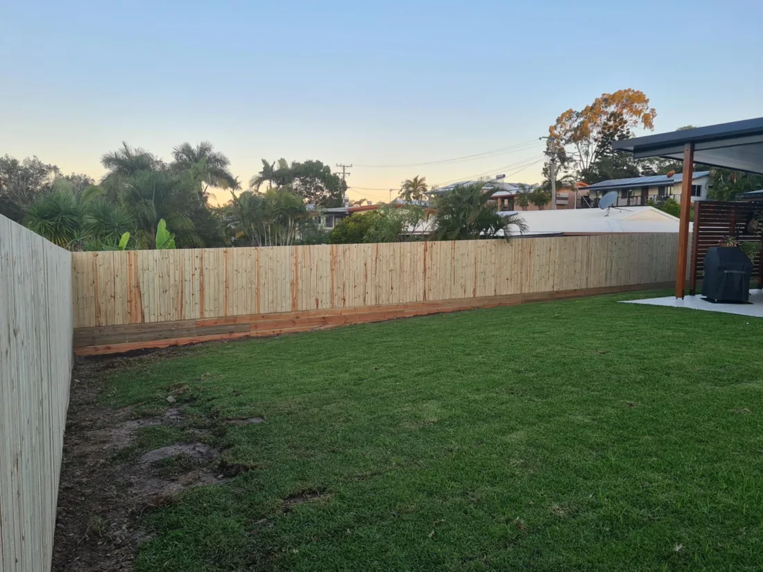 Timber fence and established lawn